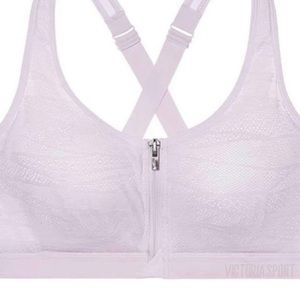 VS Sport Lavender Lace Front Close Zip Bra 36D